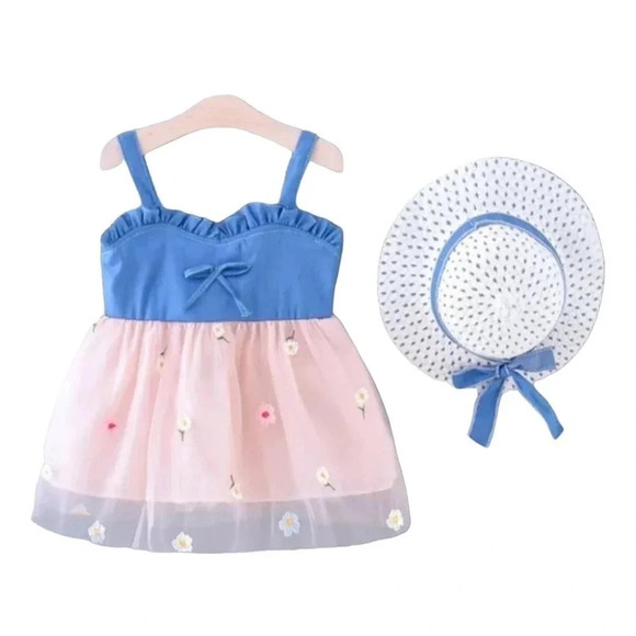 12m Pink Tule Tank Dress with Hat - Picture 1 of 7